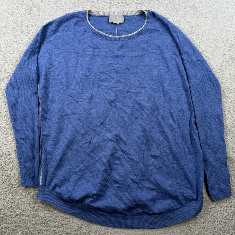 Pure Collection Sweater Womens 6 Medium Blue 100% Superfine Cashmere Pullover